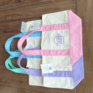 Trader Joe's Mini Pastel Canvas Tote Bags - Set of 4